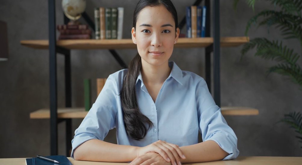 confident instructor on video call